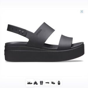 Crocs Womens Brooklyn Low Wedge Black Size 10 Never Worn!